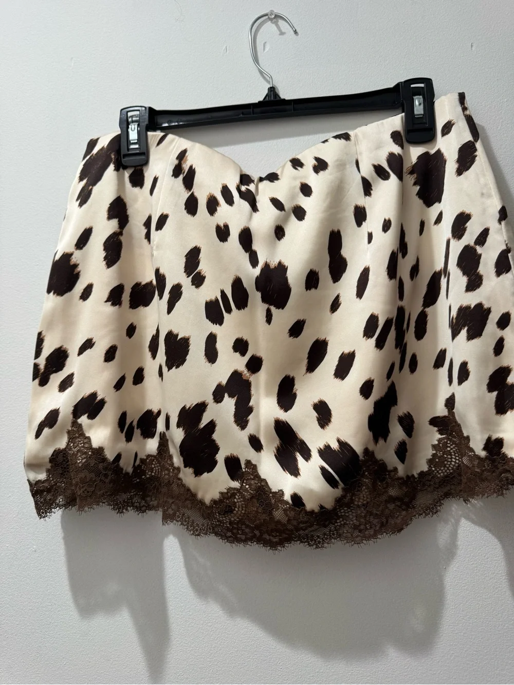 Abercrombie & Fitch Cream Animal Print Mini Skirt with Brown Spots